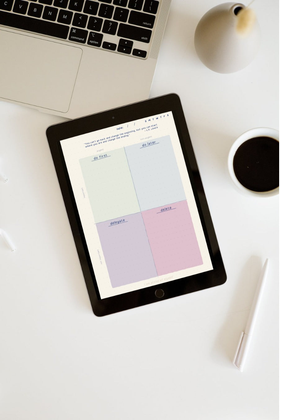 StratoPlanner digital planner Eisenhower matrix page for sorting tasks